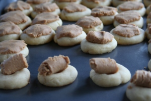 Shortbread cookies with peanut butter filling